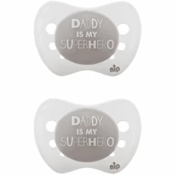 Nip® Schnuller Gr. 1 Silikon Daddy Is My Superhero 2 Stück