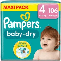Pampers® Pampers Baby-Dry Windeln, Gr. 4, 9-14kg, Maxi Pack (1 X 106 Windeln)