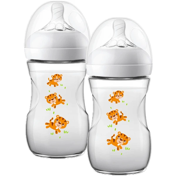 Philips Avent Natural Flasche SCF070/20, 260ml, 2 Stück, Tiger 3 Philips Avent Natural Flasche SCF070/20, 260ml, 2 Stück, Tiger